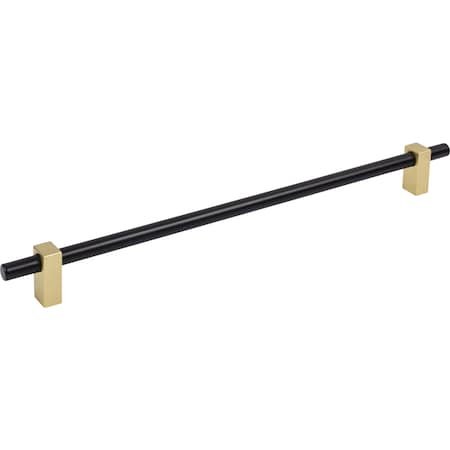 Jeffrey Alexander 305 Mm Center-To-Center Matte Black W/ Brushed Gold Larkin Cabinet Bar Pull 478-305MBBG